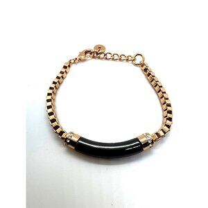 Lolaandgrace by Swarovski Rose Gold-Tone Bracelet Black Bar Crystal Accents